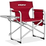 #WEJOY Campingstuhl Tragbarer Regiestuhl Großer Stuhl Outdoor mit Armlehnen und Getränkehalter Ablage Robuste Aluminiumlegierung mit Tisch und Seitentasche
