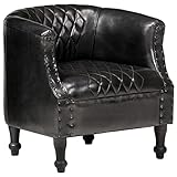 vidaXL Sessel Cocktailsessel Clubsessel Loungesessel Relaxsessel Polstersessel Armsessel Ledersessel Ruhesessel Schwarz 62x58x65cm Echtleder