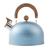 Wasserkessel Induktion Edelstahl Pfeifkessel 2.5L Tea Kettle mit Griff, Moderne Induction Kettle für Alle Herdarten für GlasKeramikherd Gas Elektroherd für Tea & Kaffee, 2.5L Blau