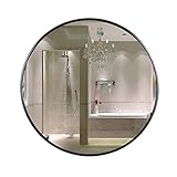 Runder Spiegel zum Aufhängen, Metallrahmen, Badezimmer, Rasieren/Make-up, Wandspiegel, kreative Eisenkunst, dekorativ für Wohnzimmer, Badezimmer, Schlafzimmer, Schwarz, 3 Größen (50 cm)