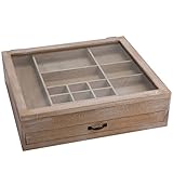 BUTLERS Gutenberg Setzkasten aus Holz Vintage 40x36 cm - kleine Sammlervitrine mit Deckel und Glasscheibe