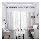 Aotiwe Vorhänge Wohnzimmer, Moderne Gardinen für Küche Rautenstickerei Grau Polyester 2 Stücke 132X160cm