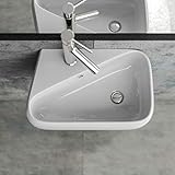 KERABAD Design Keramik Waschbecken Waschtisch Waschschale Aufsatzwaschbecken Aufsatzwaschtisch Gäste WC Becken mit Armaturloch Links KB-A486-L BxTxH 45,5x28x15,5cm