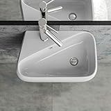 KERABAD Design Keramik Waschbecken Waschtisch Waschschale Aufsatzwaschbecken Aufsatzwaschtisch Gäste WC Becken mit Armaturloch Links KB-A486-L BxTxH 45,5x28x15,5cm