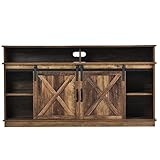 Großer TV-Schrank, Sideboard, Unterhaltungscenter mit 2 klassischen Schiebetüren, verstellbaren Regalen für Wohnzimmer, Esszimmer (Rustic Brown)