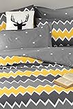 Questo Casa, Bedrucktes Bettwäsche-Set, riesige Größe, 100% Baumwolle, Bettdeckenbezug: 240 x 220 cm, Spannbettlaken: 240 x 260 cm, Kissenbezug: 50 x 70 cm (2 Stück), Gelb