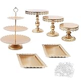 Cutycaty 6 Stück Gold Tortenständer Set Servierständer Cupcake Ständer Party Hochzeit Deko