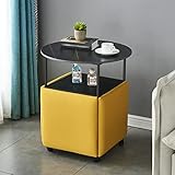 HczioN 5in1 Nesting The End Table Ottomans, Couchtisch mit Stahlrahmen und drehbaren Rollen, inklusive 4 stapelbaren Ottomanenhockern, stapelbarem Sofastuhl mit Rollen für Wohnzimmer, Heimbüro (Far