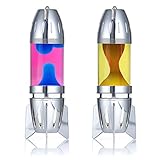 Mathmos Fireflow R1 Lavalampen Paar mit Teelicht - Chrome (Pink/Blau & Gelb/Orange)