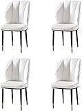 Esszimmerstuhl-Set mit 4 Wohnzimmer-Küchenstuhl-modernem Leder mit hoher Rückenlehne, gepolstertem, weichem Sitz, Lounge-Sessel (Color : 4pcs White)