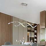 Pendelleuchte/Hängelampe Esstisch Wohnzimmer Esszimmer Lampe LED Modern Dimmbar Decke Deko Hängeleuchte mit Fernbedienung Küchenlampe Chic Designer Hängend Leuchten Deckenleiste Lampe Chrom