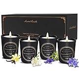 Vezmoc 4er Pack Duftkerzen Geschenkset im glas kerzen Set Natürliche Sojawachs Duftkerzen für Valentinstag, Geschenkideen für frauen, Stressabbau,Schlaf,Yoga
