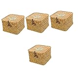 Cabilock 4 Stück Stroh-Stickerei-Geschenkbox Kosmetik-Aufbewahrungsbox Vintage-Box Multifunktionale Aufbewahrungsbox Geflochtener Rattankorb Kleinigkeiten-Aufbewahrungsbox Gewebter
