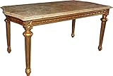 Casa Padrino Barock Couchtisch Gold mit cremefarbener Marmorplatte 100 x 53 cm - Limited Edition