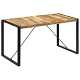 BULANED Esstisch, Esszimmertisch, Baumkantentisch, Dining Tables, Esszimmermöbel, Küchentisch, 140 x 70 x 75 cm Mango-Massivholz