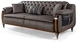 Casa Padrino Luxus Chesterfield Schlafsofa Grau/Dunkelblau/Braun/Schwarz/Gold 222 x 98 x H. 80 cm - Modernes Wohnzimmer Sofa - Luxus Wohnzimmer Möbel
