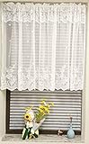 Yaland Scheibengardine Jacquard Bistrogardine Transparent Kurzstores Plauener Gardinen Landhausstil Spitze Vintage Vorhänge Weiß (Weiß BXH 150x90cm) 1 Stück