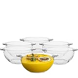 TREND FOR HOME Müslischale mit Henkel Salatschüssel Bowl | 475 ml | Set von 6 | Schüssel Set Dessertschalen Glasschüssel Suppenschüssel Glasschale | Spülmaschinenfest | Kollektion Birgit | Transparent