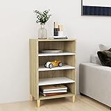 TEKEET Home Furniture Sideboard aus Holz, 57 x 35 x 90 cm, Weiß und Eiche Sonoma