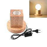 Mengjay Holz Tischleuchte, Holz Tischlampe mit E27 Fassung, bis max.60W, Dekoleuchte für Edison retro industrial Glühbirnen,ohne Leuchtmittel für Wohnzimmer, Schlafzimmer und Büro 10 * 8.5cm (A) (A)
