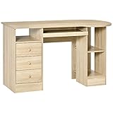 HOMCOM Computertisch Schreibtisch Bürotisch Home Office Arbeitstisch mit Ablagen Schubladen Natur 125 x 60 x 74 cm