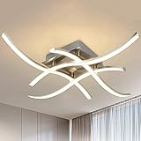 PADMA LED Deckenleuchte Küche 18W, Modern Deckenlampe Whonzimmer Warmweiß, 3000k, 4 * 4.5W, 1650LM, Metall Chrom Deckenleuchte für Esszimmer, Schlafzimmer, Wohnzimmer