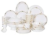 Teller-Set, 46-teiliges Geschirrset, Kugel/Teller/Suppentopf/Löffel mit Keramikgeschirr-Set, chinesisches Abendessen Set aus Knochen, Kombination aus Por