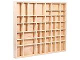 Alsino Setzkasten 3.6T x 52B x 45.7H cm - Holz Deko Regal Natur Sammlerkasten Sammlervitrine Sammelbox Unbehandelt Figuren Mineralien SK-16