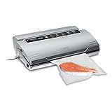 CASO VC300 Vakuumierer - Vakuumiergerät, Lebensmittel 8x länger frisch, doppelte Schweißnaht, regulierbare Vakuumstärke, inkl. Folienbox, Cutter, 2 Profi-Folienrollen, Schlauch für Vakuumbehälter