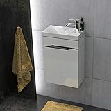 Quentis Gäste-Möbel Set SIVAS, Breite 40 cm, Waschbecken mit Unterschrank, weiß glänzend, Waschbeckenunterschrank vormontiert