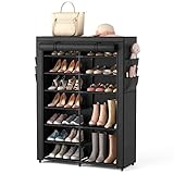 LANTEFUL Schuhregal mit Abdeckungen, 8 Etagen, Schuhregal, Organizer für Schrank, Eingangsbereich, Garage, Metall, freistehend, Schuhaufbewahrung, Schrank, hält bis zu 28–35 Paar