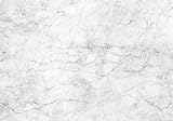 wandmotiv24 Fototapete Stein Marmoroptik grau, XXL 400 x 280 cm - 8 Teile, Wanddeko, Wandbild, Wandtapete, weiß Marmor Marmordekor M6555