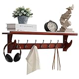 Wandhaken Garderobenleiste Kleiderhakenleiste Mit Kleiderhaken Und Regal Massivholz-Eingangsbereich, Organizer, Wandregal Mit Haken For Die Eingangsküche ( Color : Brown , Size : 90.5*16.5*22 cm )