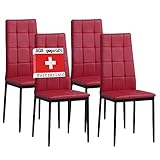 Albatros Esszimmerstühle 4er Set Rimini, Rot - Edles Italienisches Design, Kunstleder-Bezug, bequemer Polsterstuhl - Moderner Küchenstuhl, Stuhl Esszimmer oder Esstisch Stuhl