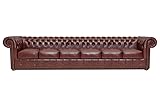 Chesterfield Bank Class Leder | 6-Sitzer | 2 bis 4 Wochen Lieferzeit (Cloudy Red)