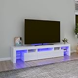 Bussandri Exclusive - TV-Schrank mit LED-Leuchten Hochglanz-Weiß 200x36,5x40 cm
