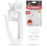 Raumhero® X-Gleiter für Gardinenschienen (Komplettset 100x X-Gleiter inkl. 6X Stopper) - 6mm Standardmaß Gardinengleiter - Gardinenhaken für Schienen - 100% Made in Germany