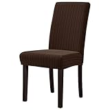 SU SUBRTEX Parsons Stuhlhussen, gestreift, Jacquard, Stretch-Stuhlhussen, abnehmbar, Esszimmerstuhlschutz für Küche (4 Stück, Schokolade)