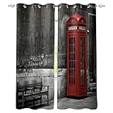 MDKLXIDF Vorhang Blickdicht graues London Verdunklungsvorhänge Gardinen H 214 x B 132 cm 2er Set, Vorhang Verdunkelung mit Ösen für Schlafzimmer Wohnzimmer