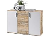 möbelando Kommode Sideboard Schrank Mehrzweckschrank Standschrank Freida V Old Style hell/Weiß