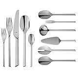 WMF Kineo Besteck Set 12 Personen, 66 teilig, 60 Teile mit Servierbesteck, Monobloc-Messer, Cromargan protect Edelstahl poliert, kratzbeständig, spülmaschinenfest