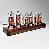 PHOLK Vintage Nixie-Röhrenuhr, IN-14 Nixie-Digitalröhrenuhr, 6-Bit-Vollfarb-LCD-Bildschirm, Digitale Fotoanzeige, 10 Helligkeitsstufen Einstellbar Und 12/24-Stunden-Anzeige, Geschenkidee