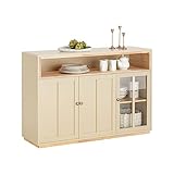 SoBuy FSB80-MI Buffet Sideboard mit 3 Türen Küchenschrank Kommode Schrank Flurschrank Aufbewahrungsschrank Beistellschrank Lowboard TV-Schrank Beige BHT ca.: 120x85x40cm