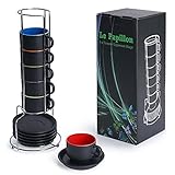 MIAMIO – 6 x 75 ml Espresso Tassen/Espressotassen Set Außen Schwarz Innen Farbig - Le Papillon Kollektion (Bunt)