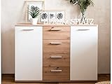 möbelando Sideboard Standschrank Anrichte Beistellschrank Highboard Kommode Jacklin I Artisan Eiche/Weiß