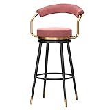 YHJZSM Barhocker in Thekenhöhe, drehbare Barhocker im 2er-Set, Hocker für die Küchentheke, Thekenhocker aus Metall mit rundem Samtsitz, Küchenhocker für die Insel (Rosa 1 Stück)