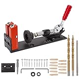 HelloCreate Pocket Hole Jig Kit Adjustable Hole Pitch Angled Drill Guides Set Woodworking Drilling Locator Tool for Carpenter