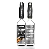 Microplane Feine Julienne Küchenreibe für Karotte, Zucchini, Kartoffel, Apfel, Rote Bete und Rettich in Schwarz mit Edelstahlklingen - Made in USA