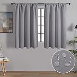 MRTREES Gardinen Kurz Verdunklungsvorhänge Vorhang Blickdicht Küchengardinen 2er Set Scheibengardine Dekoschal für Wohnzimmer Schlafzimmer 160x60cm(HxB) Hellgrau Vorhänge