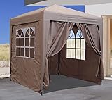 QUICK STAR Pop-Up-Pavillon 2 x 2 m Beige mit 4 Easy-Klett Seitenwänden mit 2 Reißverschlüssen